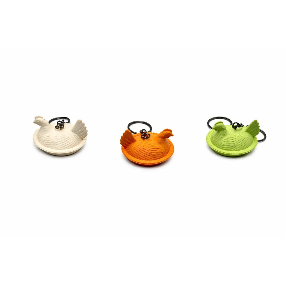 Vintage Look Hen on Nest‎ Keychains 3D Printed Farmhouse Boho - Lot of 3